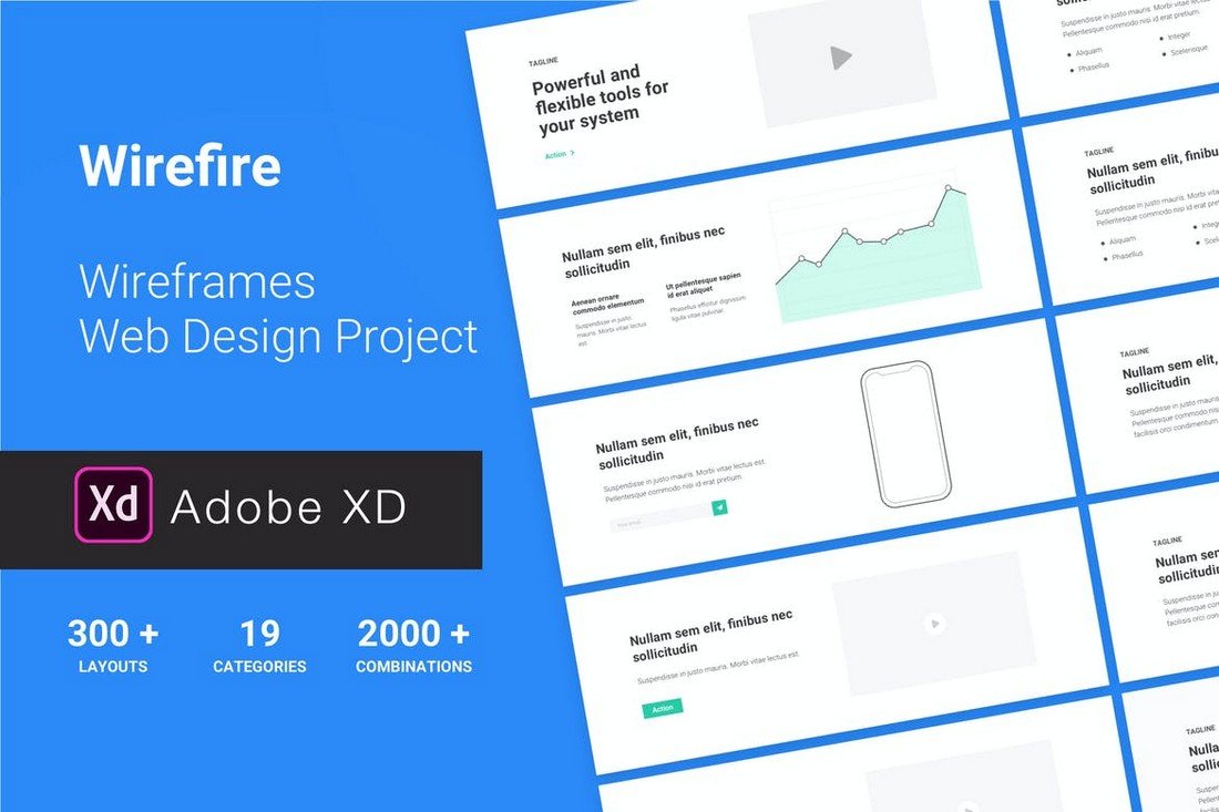Wirefire - Website Wireframe Kit for Adobe XD