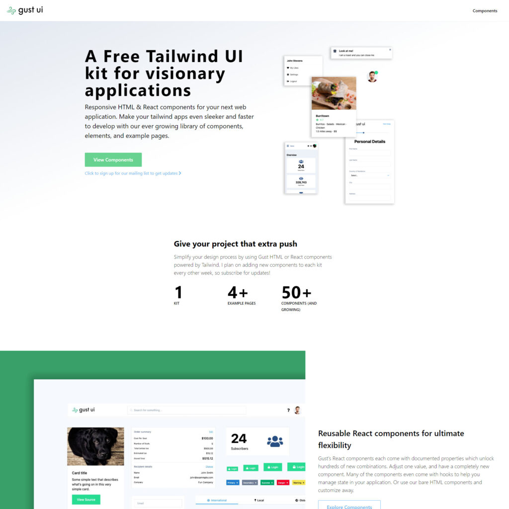 gust ui - Free Tailwind CSS Components