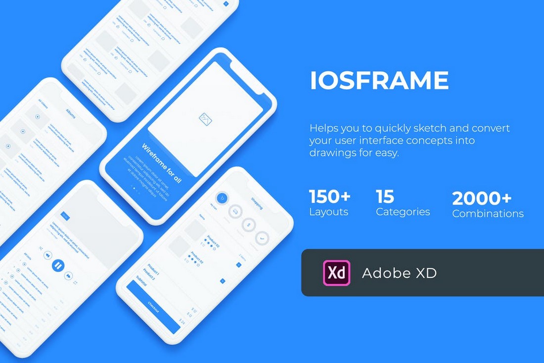 iOSFrame - iOS Wireframe Kit for Adobe XD