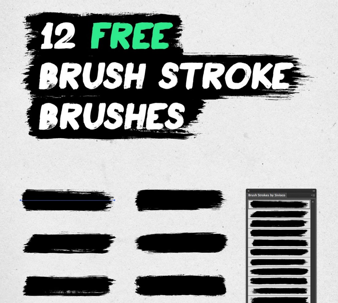 12 Free Brush Stroke Illustrator brushes