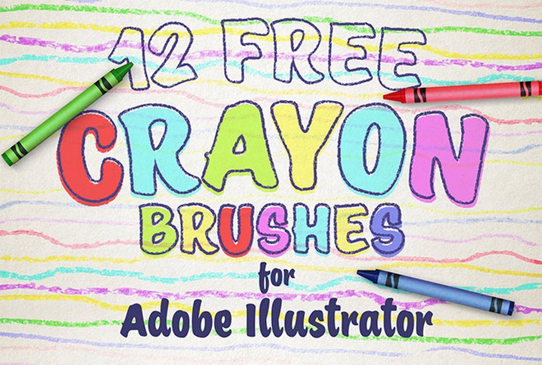 12 Free Wax Crayon Effect Brushes for Illustrator
