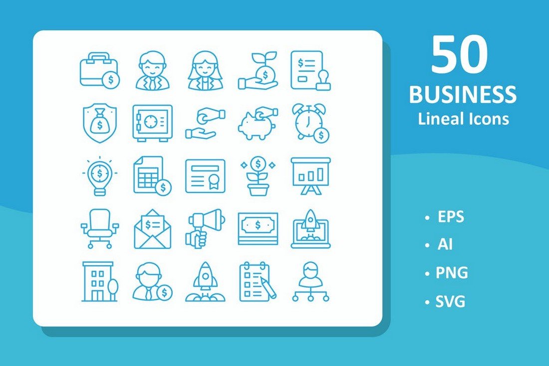 50 Business Line Icons for Adobe XD