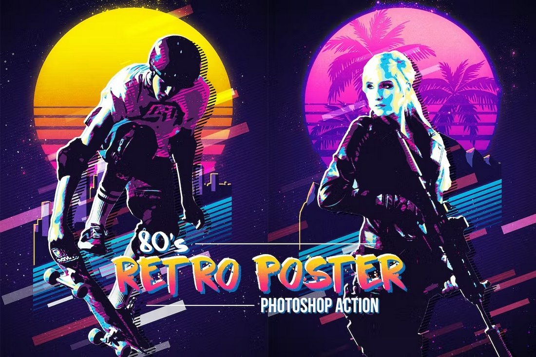 80's Retro Poster Art Photoshop Action