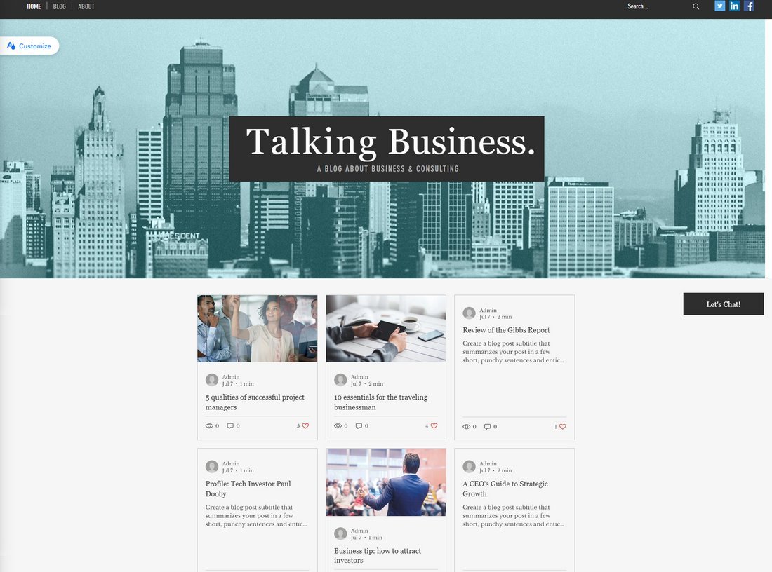 Business Blog Template for Wix