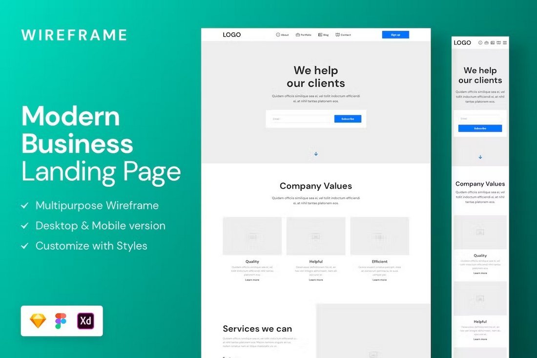 Business Landing Page Figma Wireframe Template