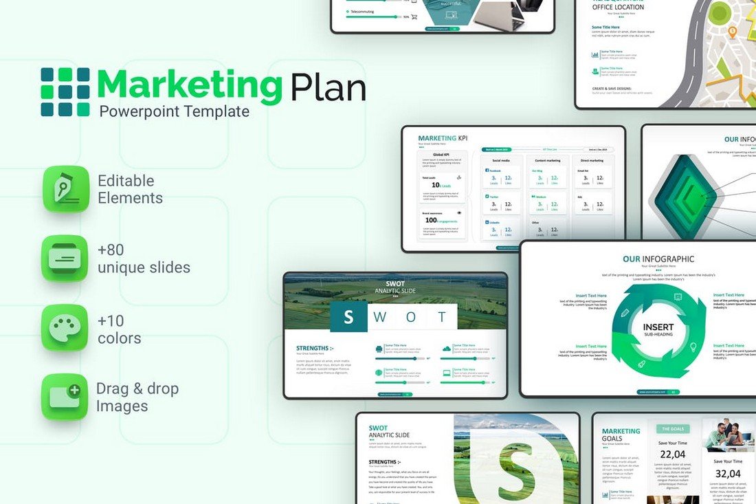Clean Marketing Plan PowerPoint Template