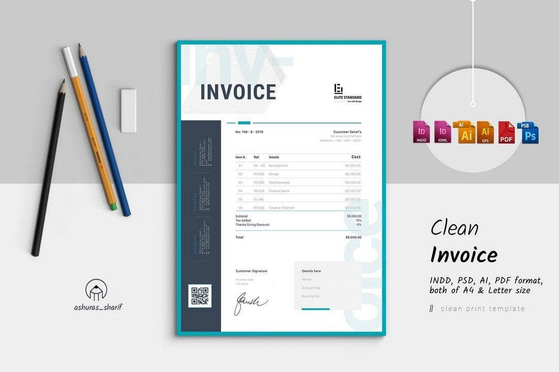 Clean & Modern Invoice Template For InDesign