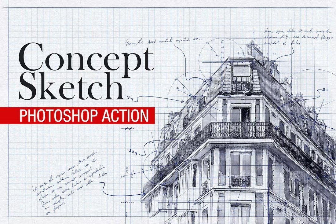 Concept Sketch Drawing Photoshop Action