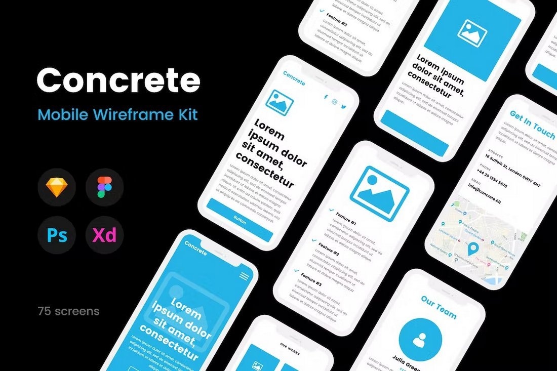 Concrete - Figma Mobile Wireframe UI Kit