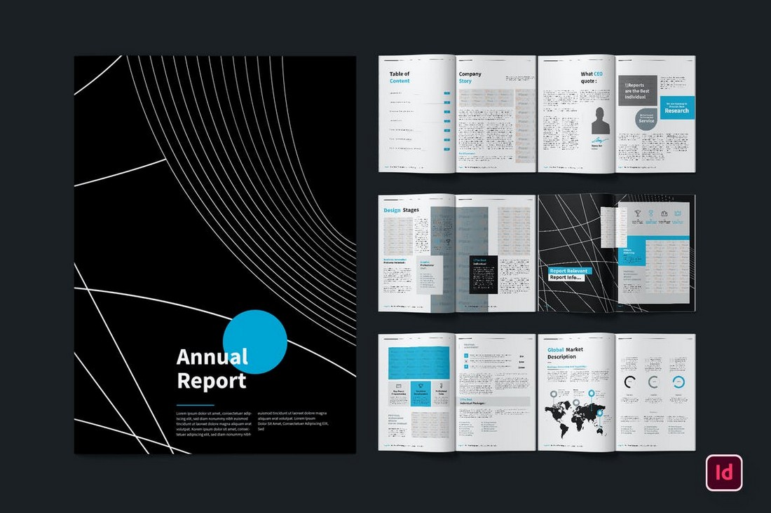 Dark InDesign Annual Report Template