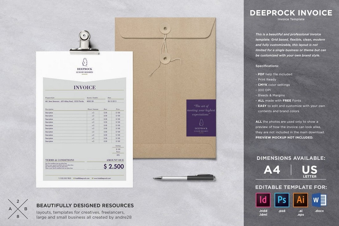 Deeprock - Simple Invoice Template For Illustrator