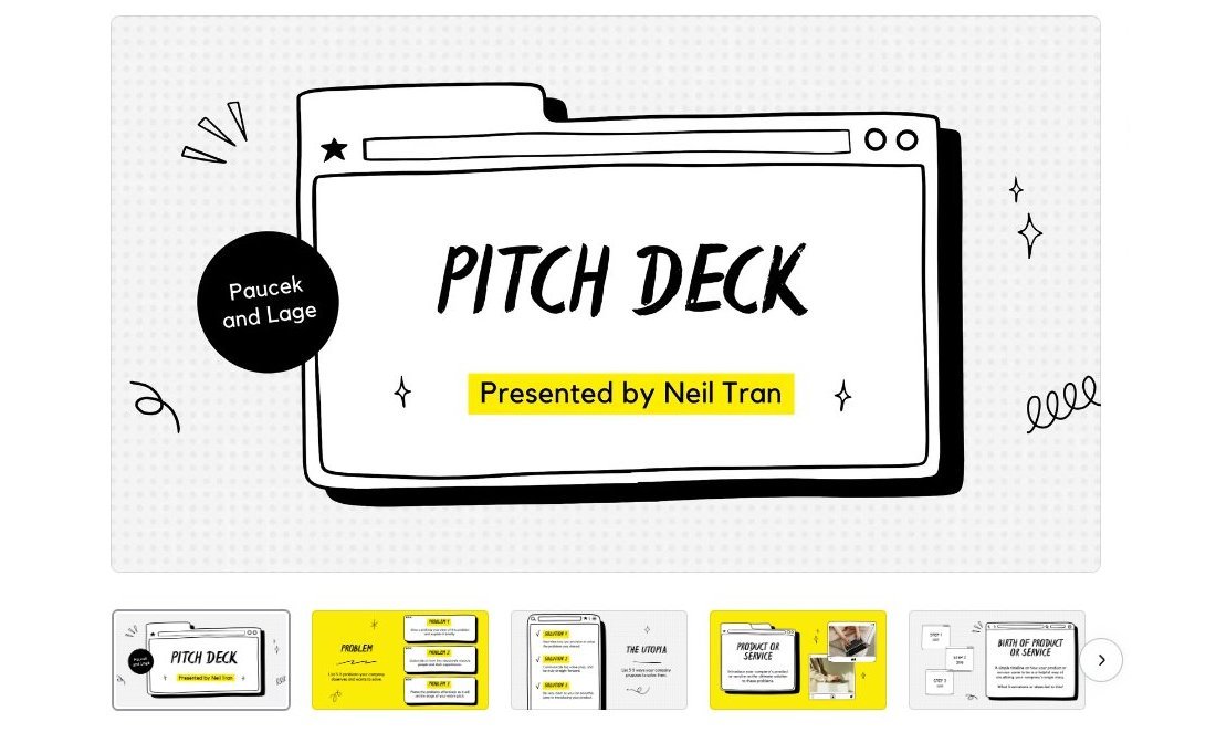 Doodle Pitch Deck Canva Presentation Slide Templates