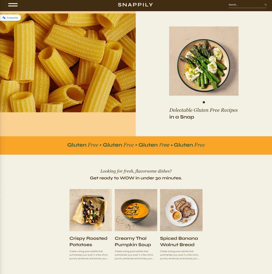 Food Blog Template for Wix