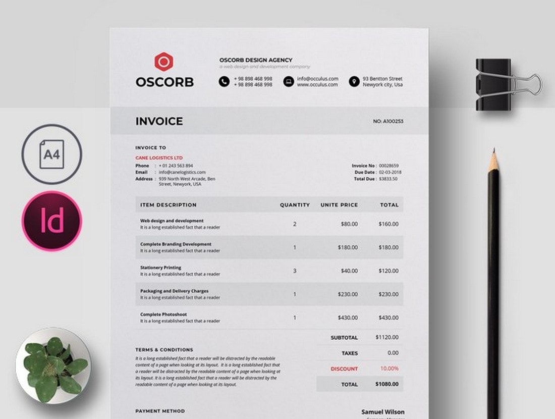 Free Business Invoice and Letterhead Template