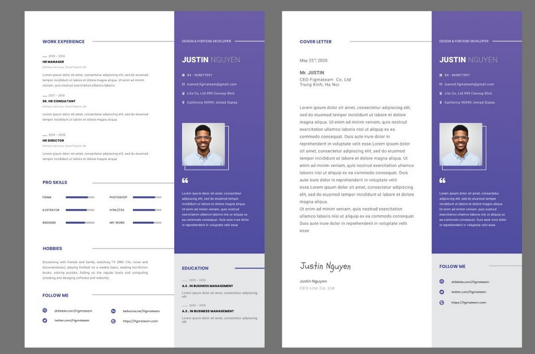 Free Professional Resume Template for Figma