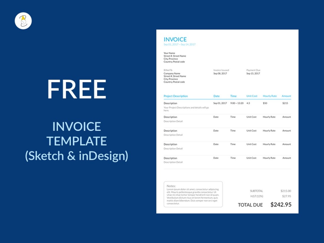 Free Sketch & InDesign Invoice Template