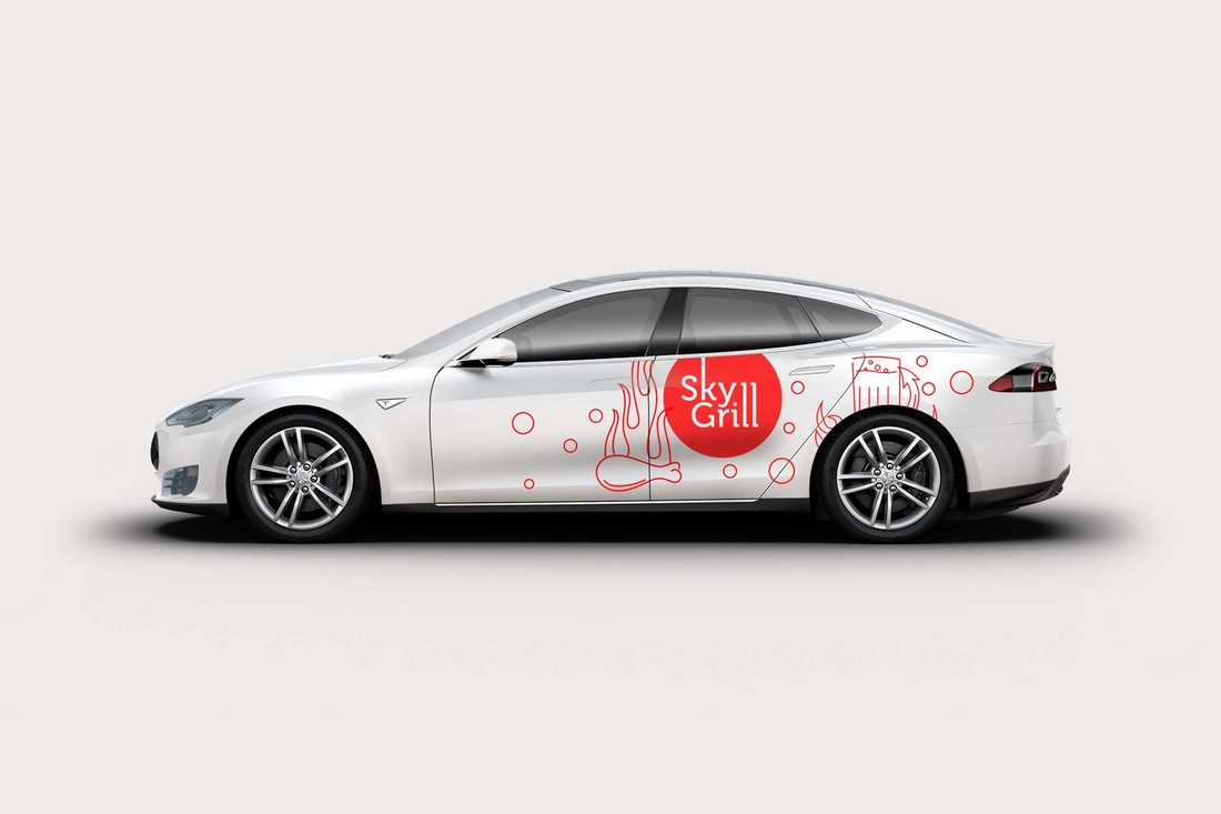 Free Tesla S Car Decal Mockup