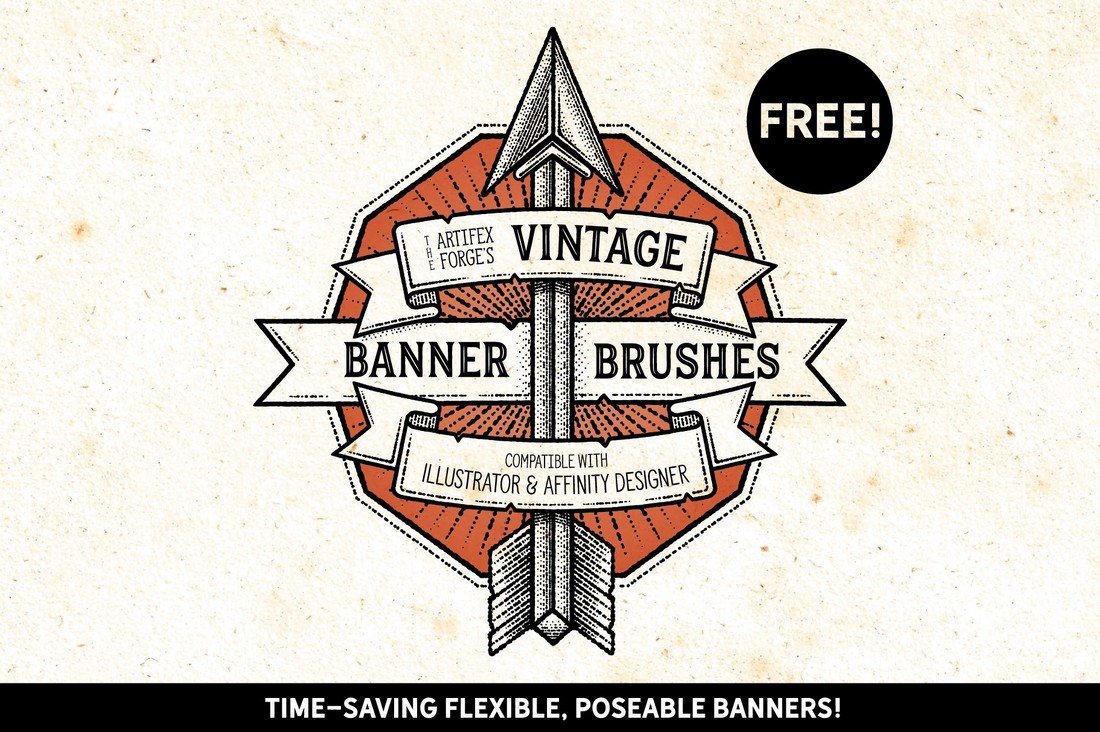 Free Vintage Banner Brushes for Illustrator