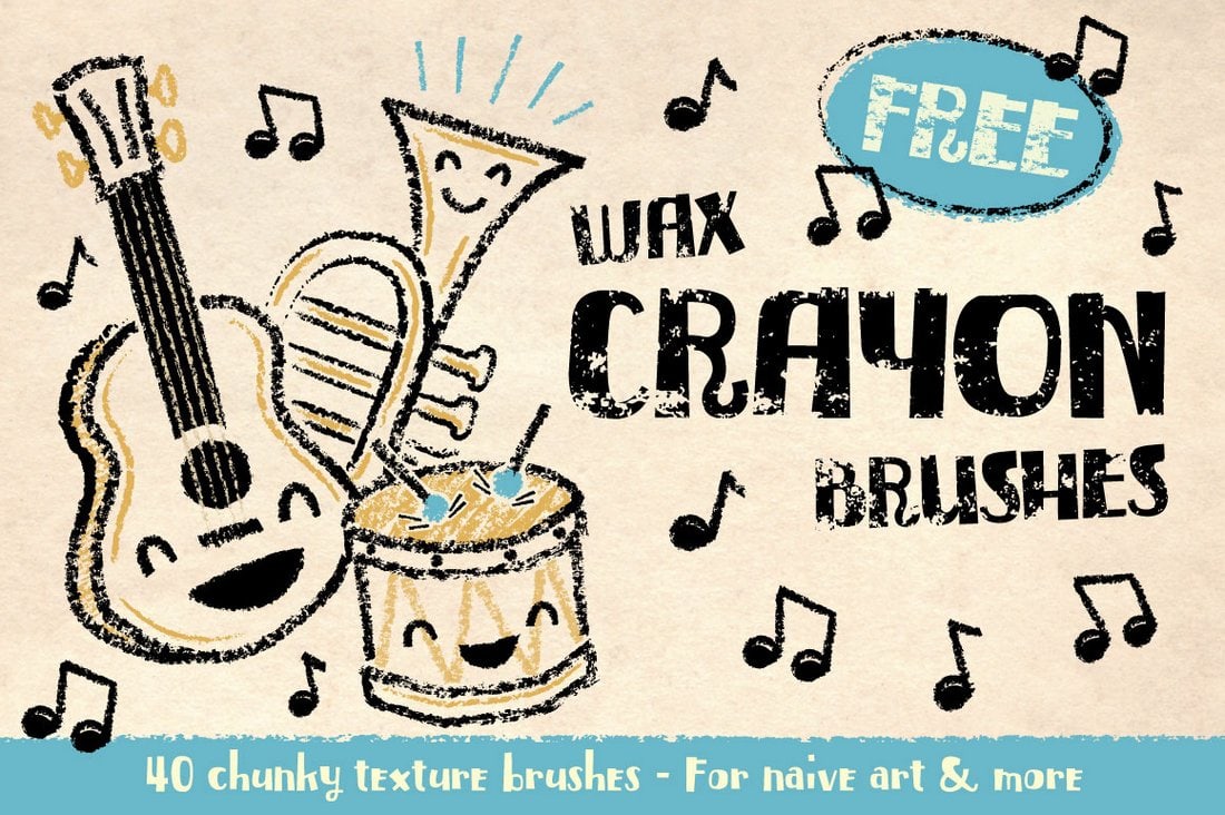 Free Wax Crayon Texture Illustrator Brushes