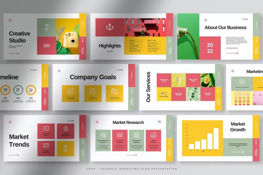 Gruv - Colorful Clean Marketing Plan PowerPoint Template