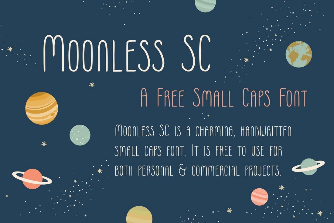 Moonless SC - Free Handmade Kids Font