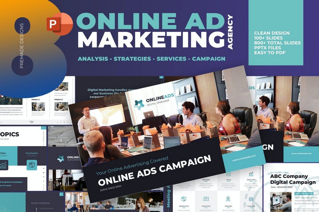 Online Ad Marketing Plan PowerPoint Template