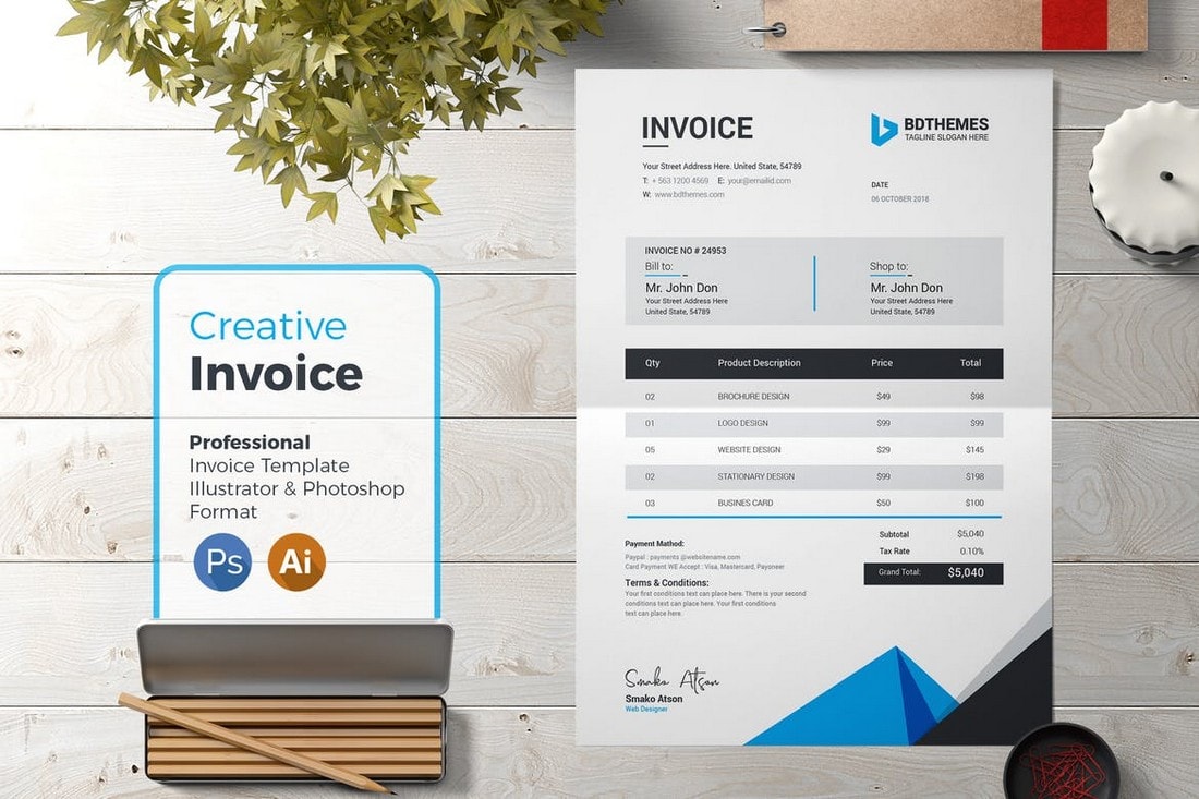 Professional Invoice Template for Creatives