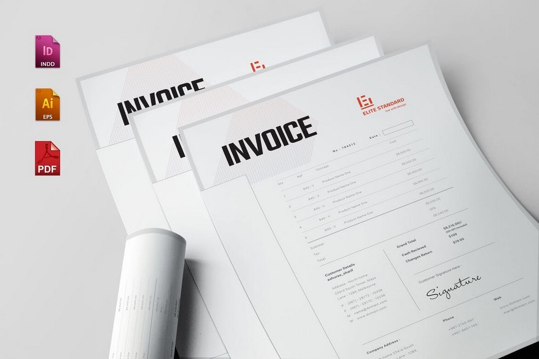 Simple Invoice Template EPS & INDD