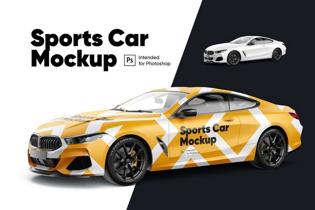 Sports Car Decal Mockup Template