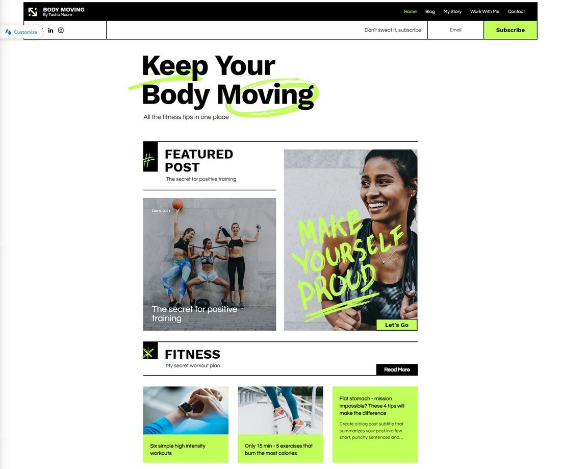 Sports & Fitness Wix Blog Template