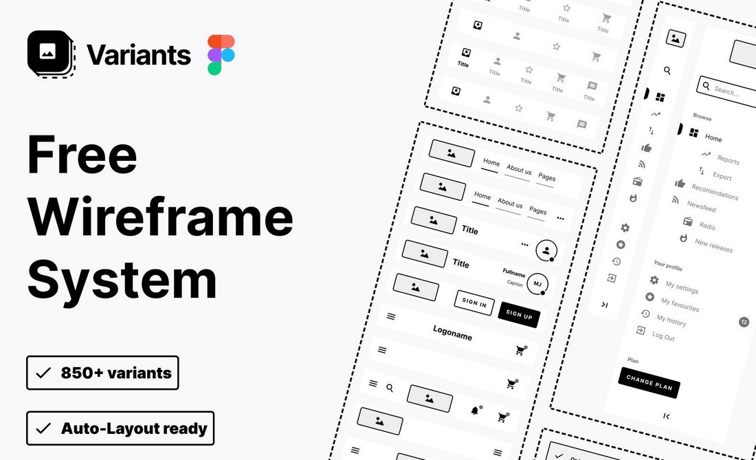 Variants - Free Figma Wireframe Kit Templates