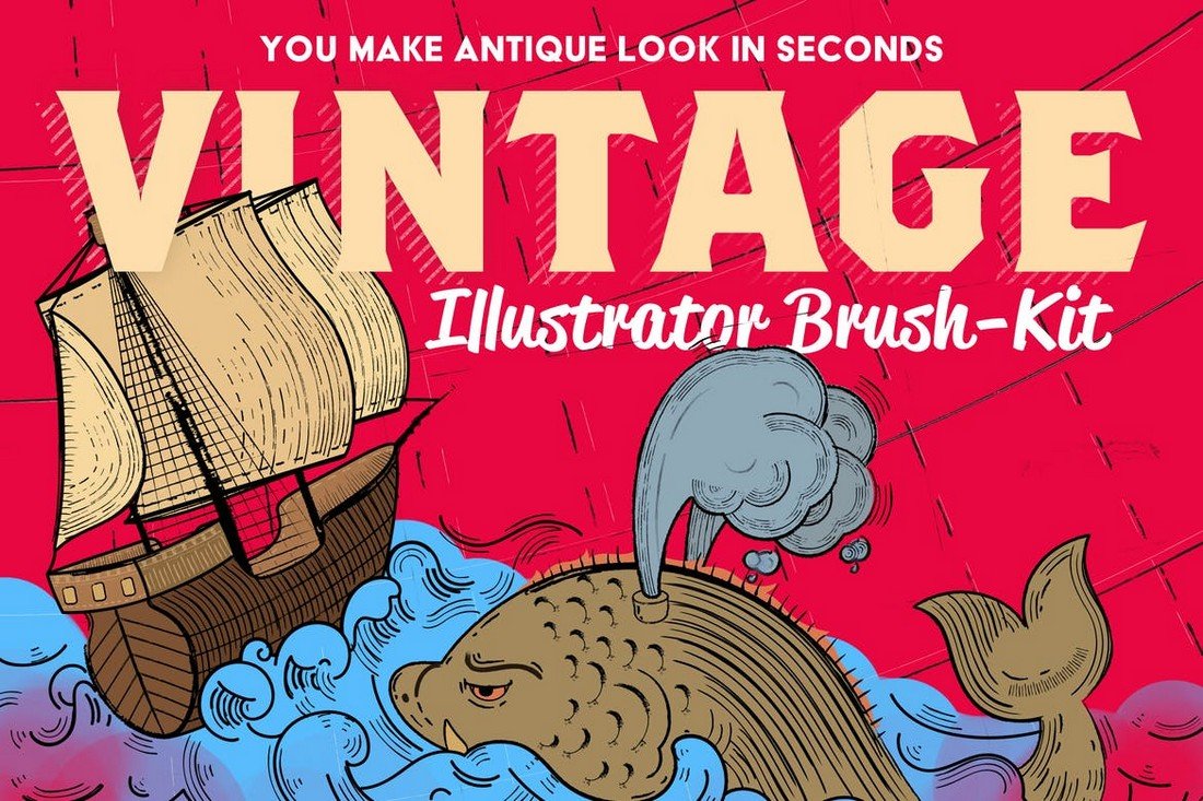 Vintage Illustrator Brush-Kit for Designers