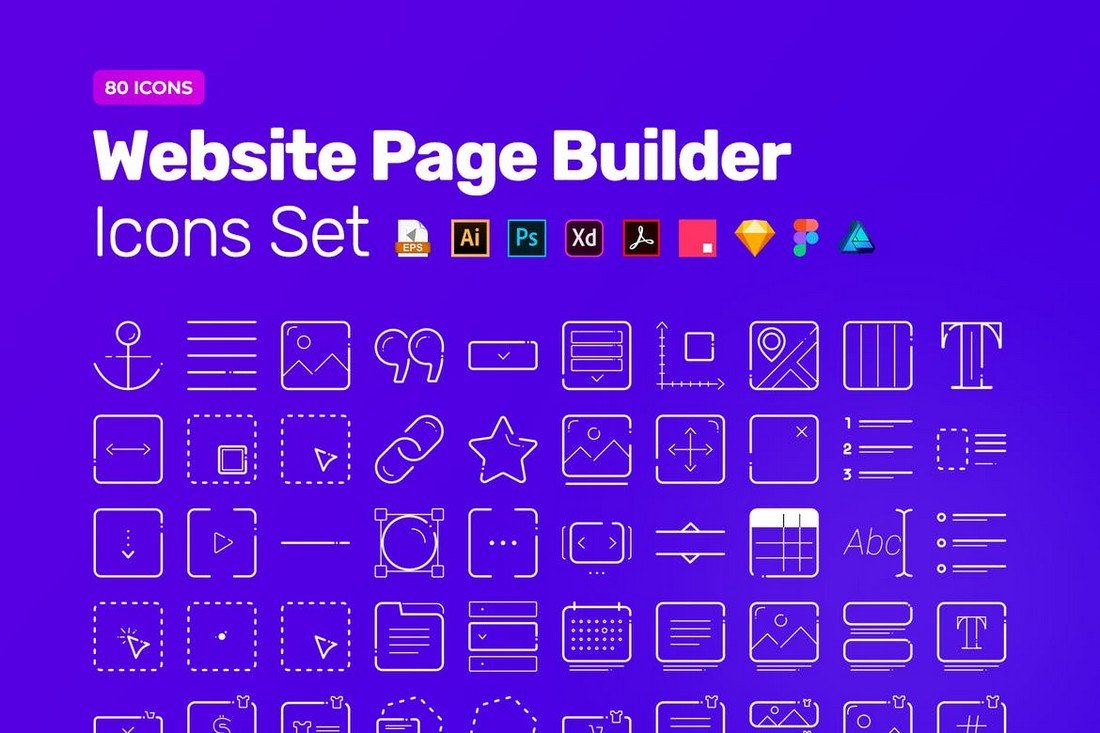 Website Page Builder Adobe XD Icon Pack