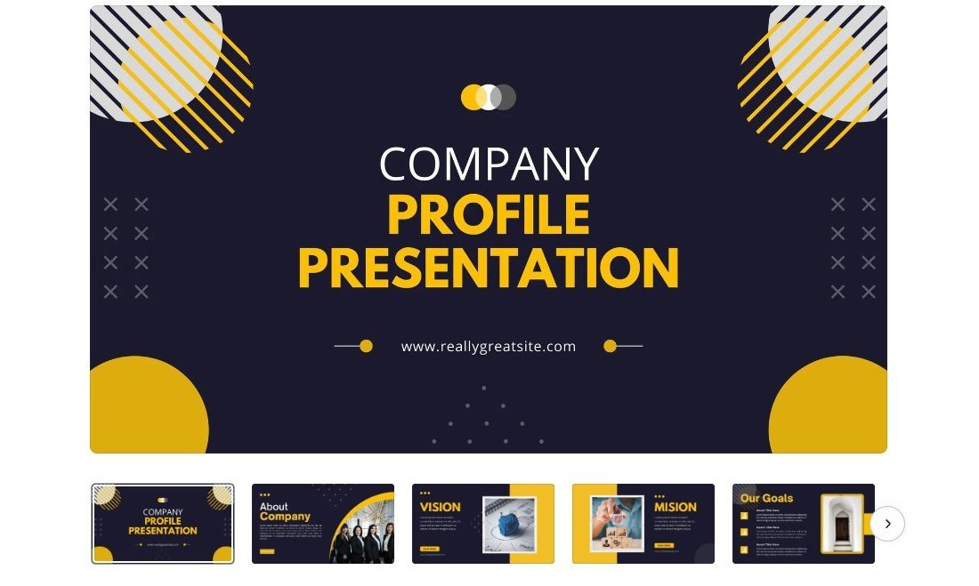 Yellow & Black Company Profile Canva PowerPoint Templates