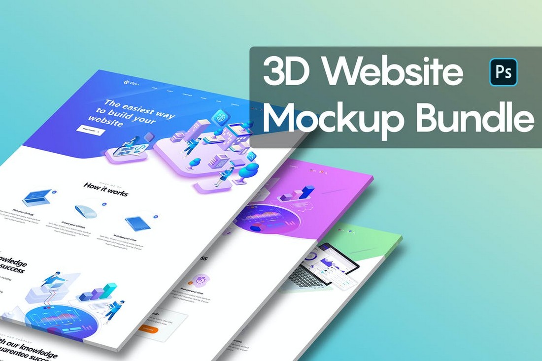 3D Website Mockup Templates Bundle