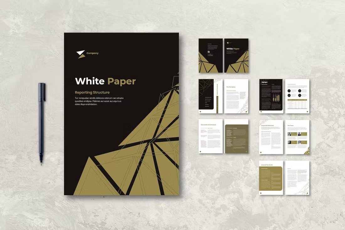 Black & Gold White Paper Template