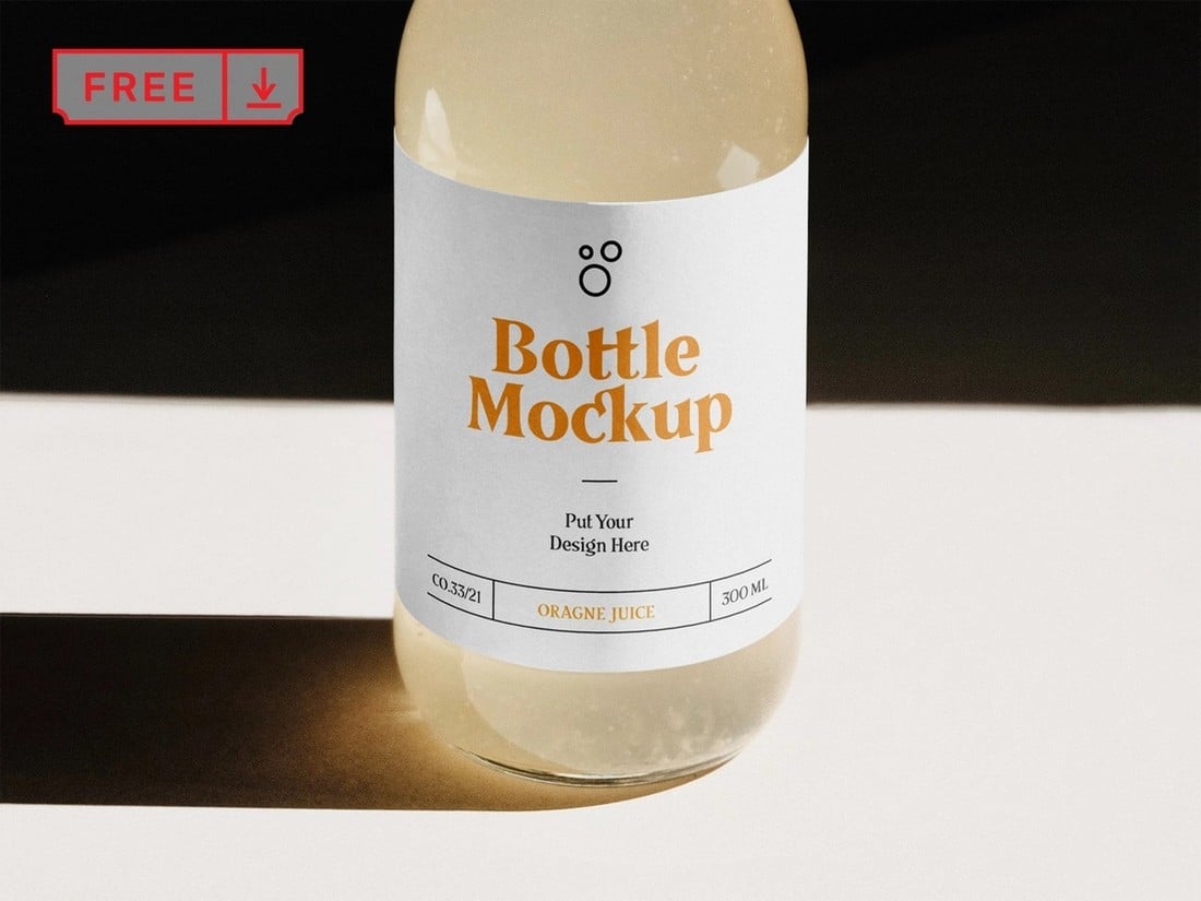 Free Glass Bottle PSD Mockup