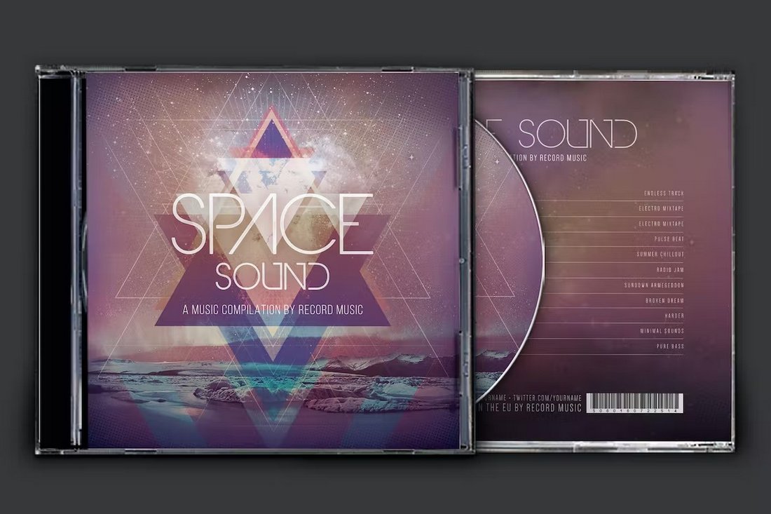 Space Sound CD Cover & Label Template