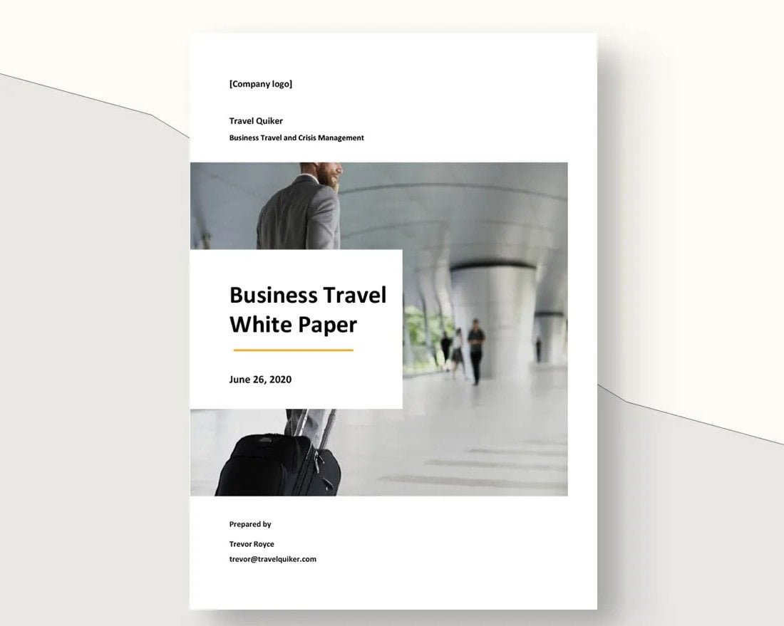 Travel Business Free White Paper Template