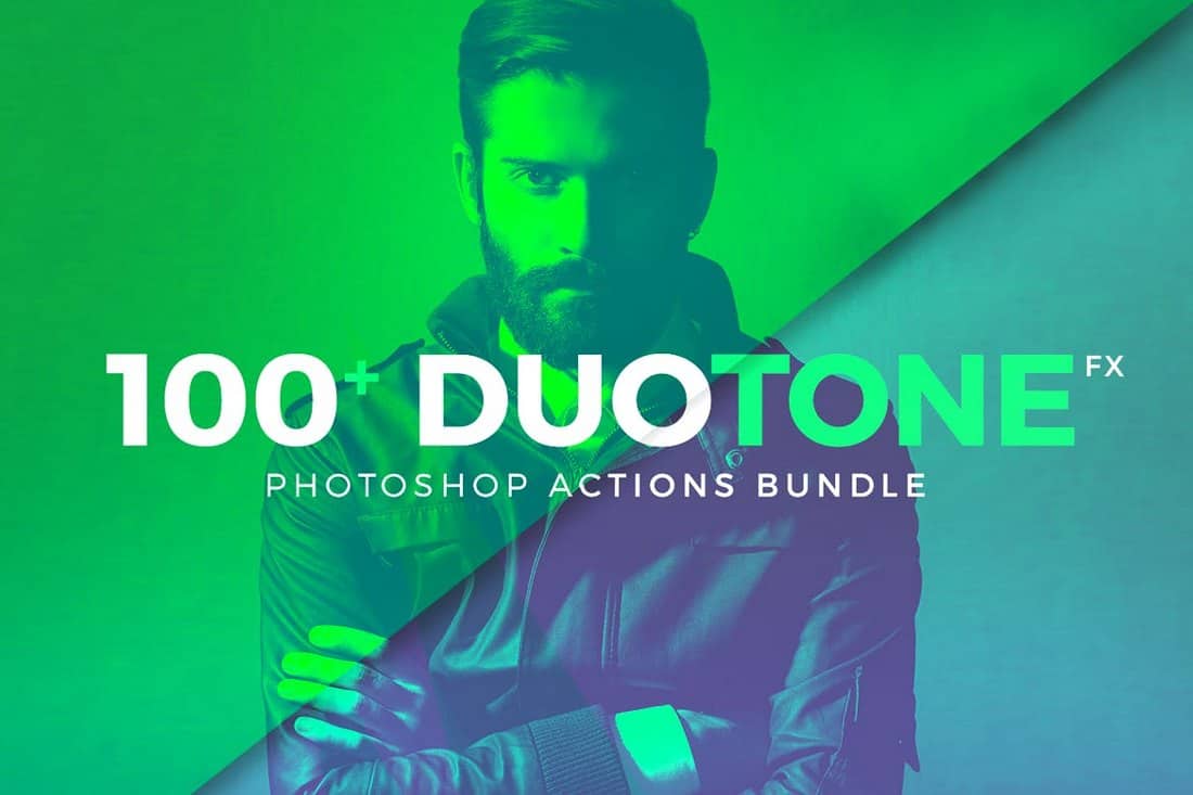 100+ Duotone Photoshop Action Bundle