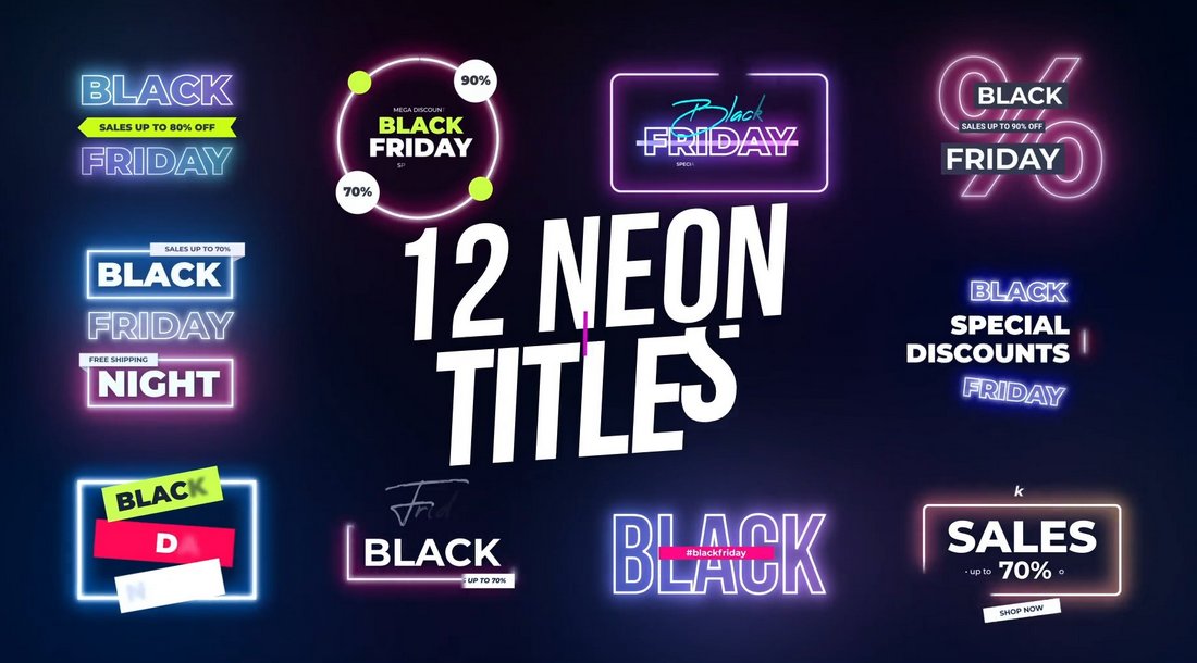 Black Friday - Neon Titles for Premiere Pro