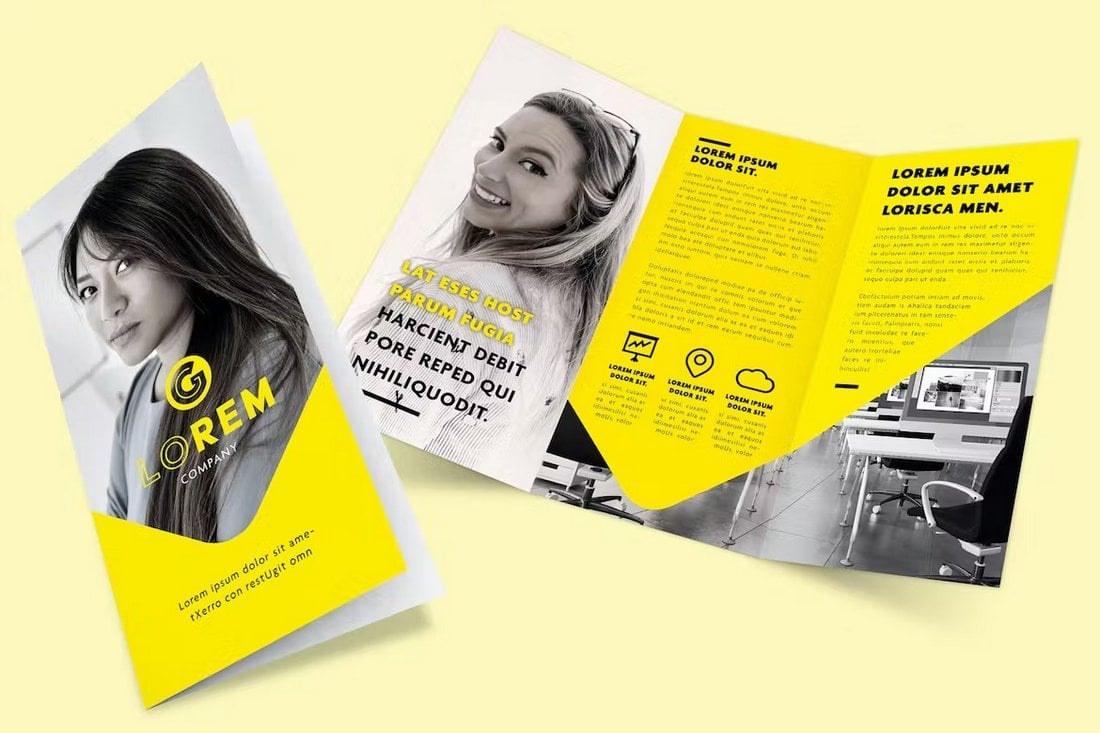 Business Yellow Arrow Style Trifold Brochure