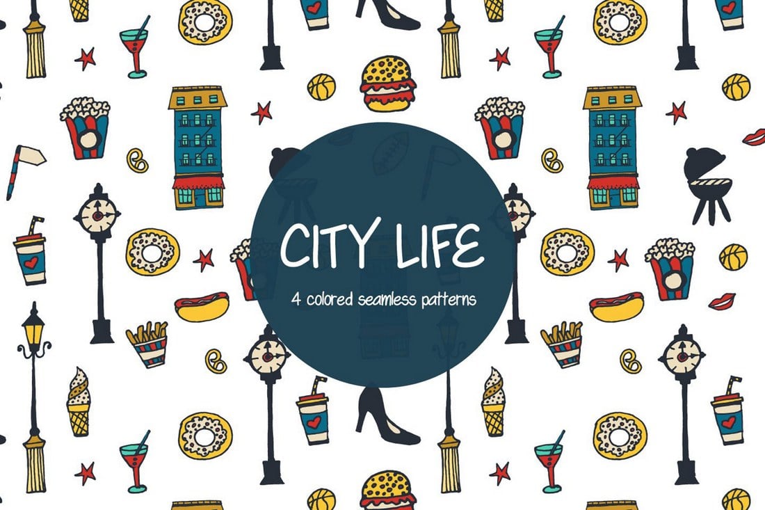 City Life Free Vector Pattern