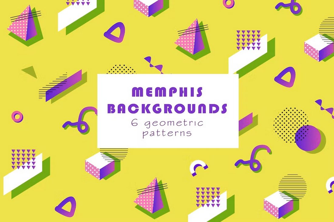 Colorful Memphis Geometric Backgrounds