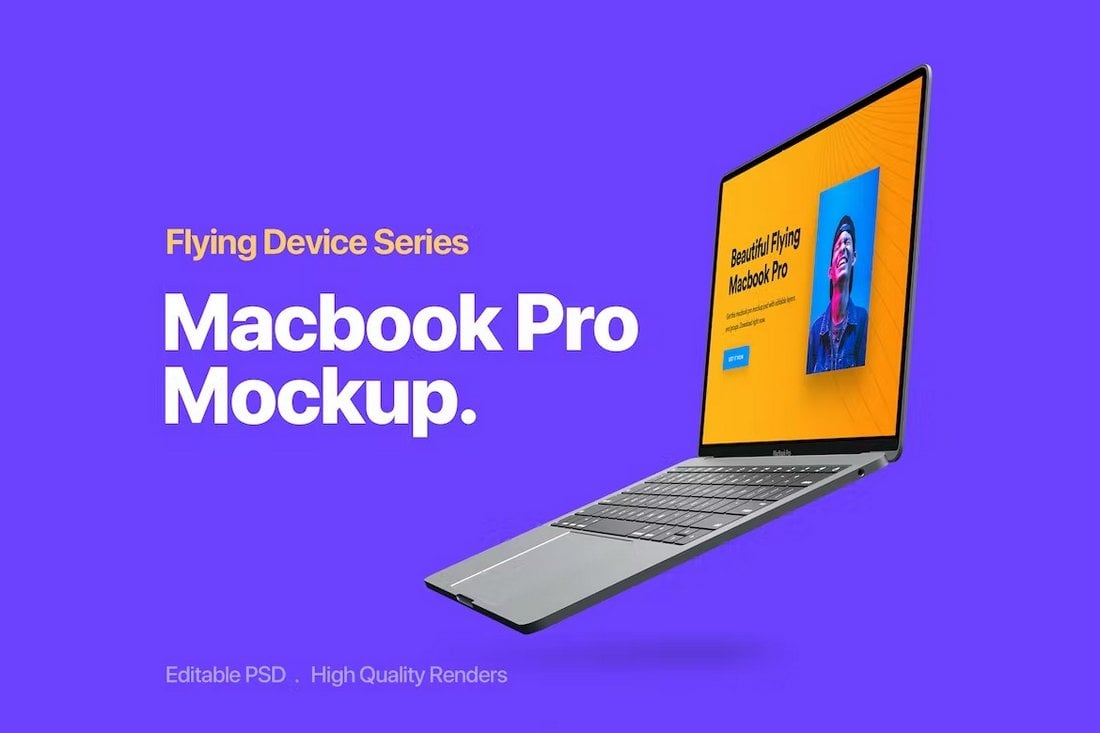 Flying MacBook Pro Mockup