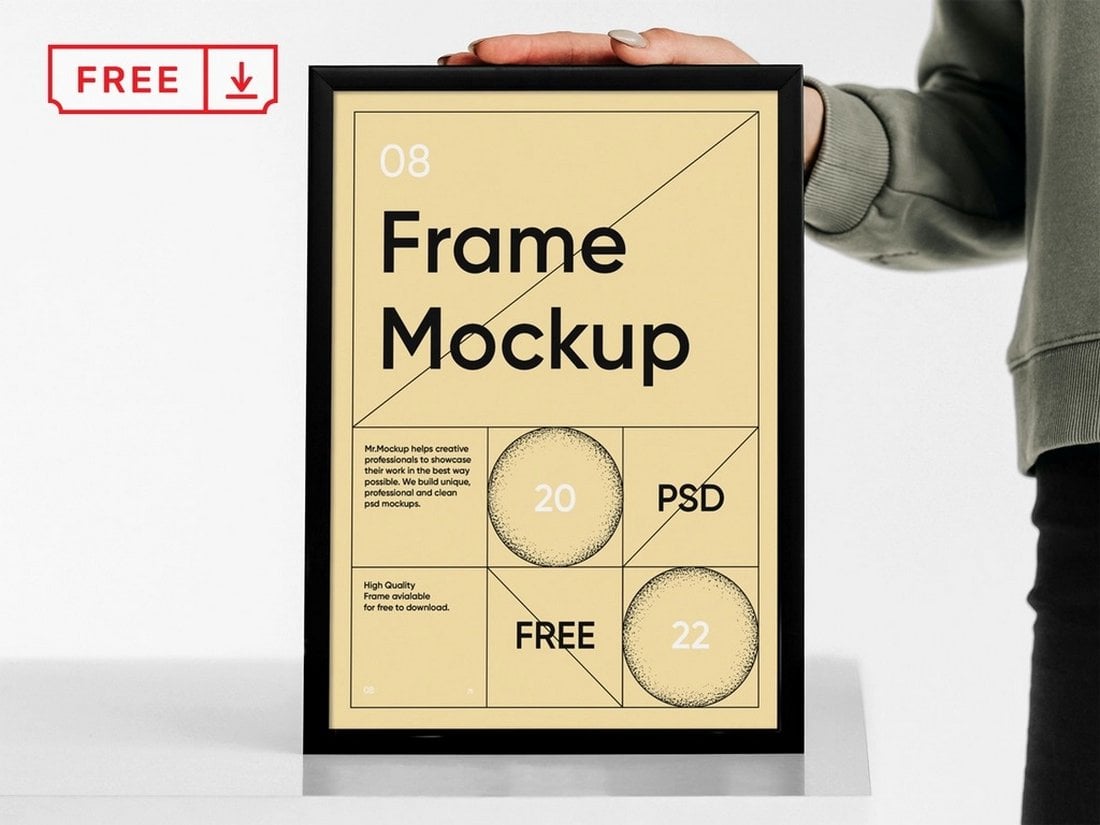 Free Woman Holding Poster PSD Mockup
