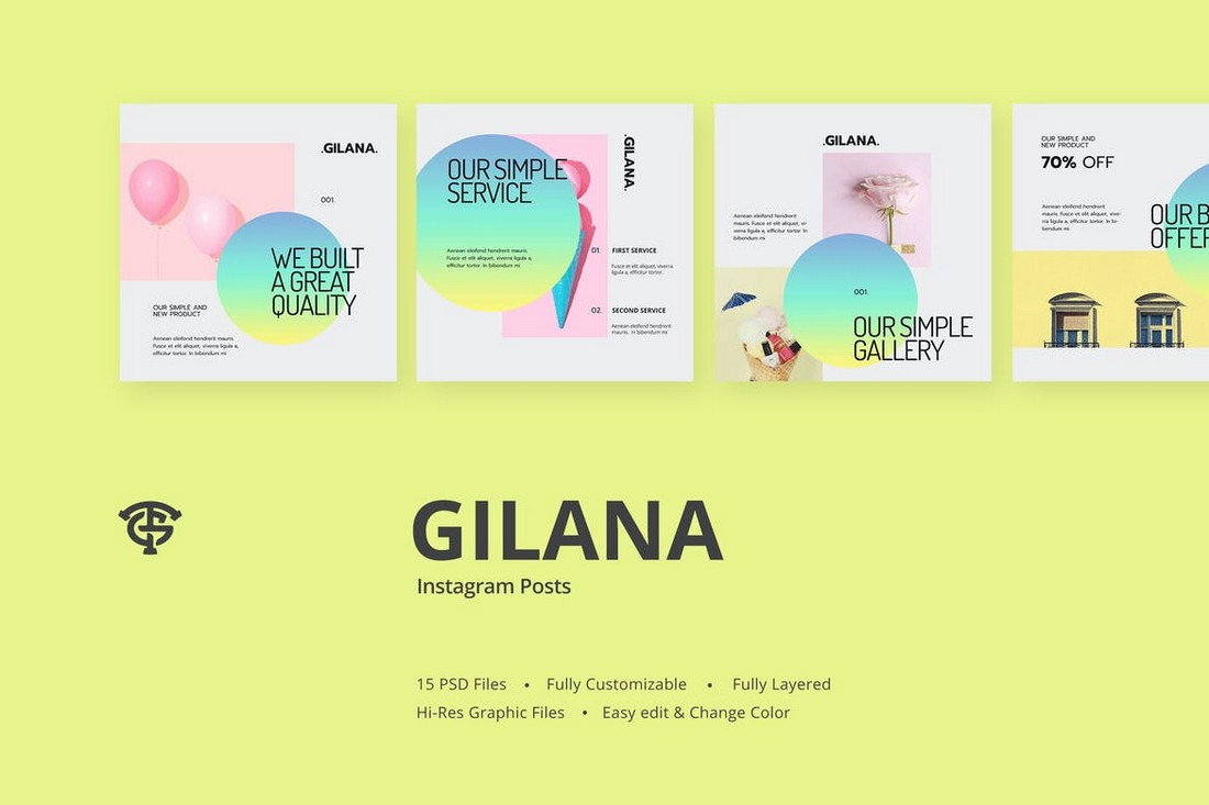Gilana - Gradient Instagram Post Templates