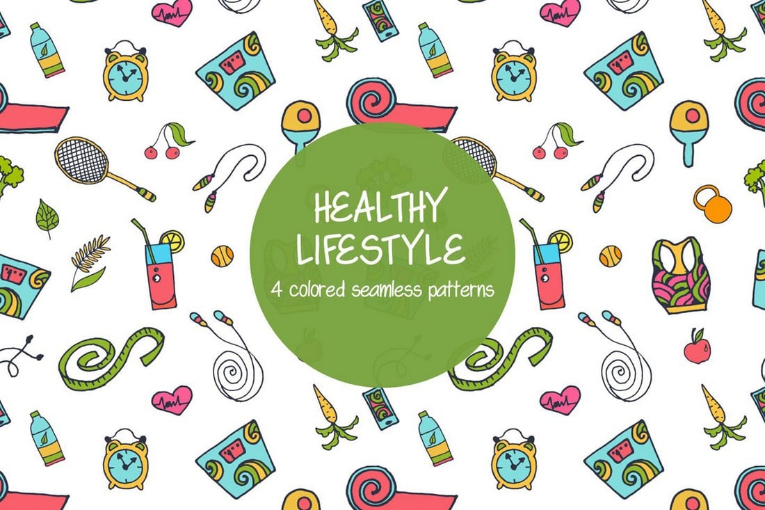 Healthy Lifestyle Seamless Free Pattern