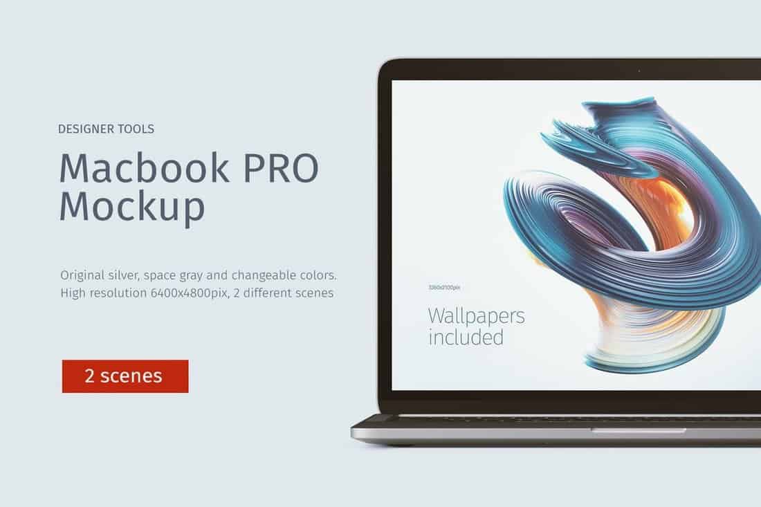 Macbook PRO Mockup Front & Top views