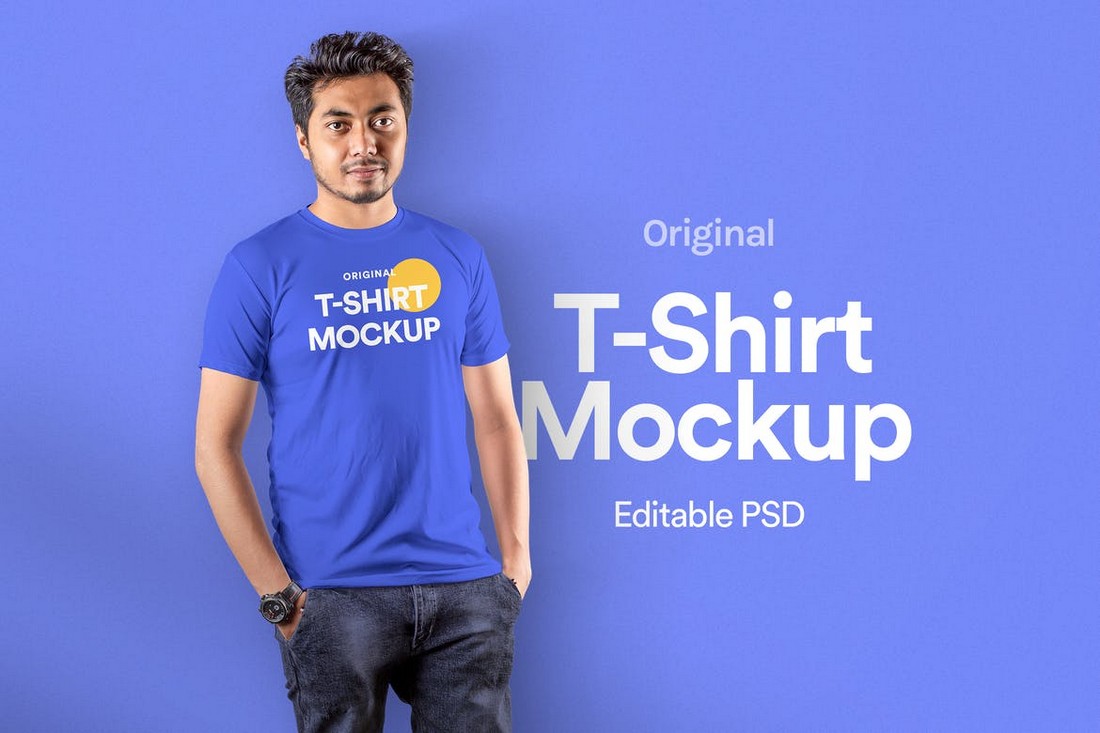 Modern T-Shirt Mockup with Male Model